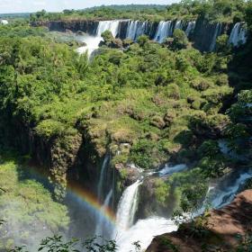 A group of volunteers in Argentina go sightseeing at the Iguazu Falls over a weekend.