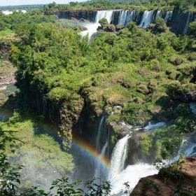 A group of volunteers in Argentina go sightseeing at the Iguazu Falls over a weekend.