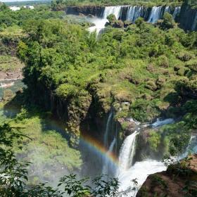 A group of volunteers in Argentina go sightseeing at the Iguazu Falls over a weekend.