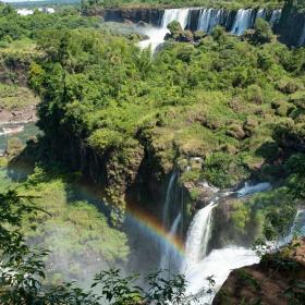 A group of volunteers in Argentina go sightseeing at the Iguazu Falls over a weekend.