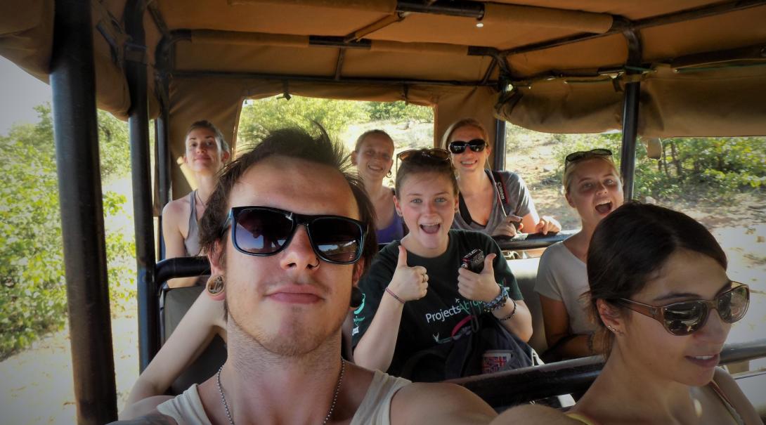 Group of volunteers travelling to their conservation project destination
