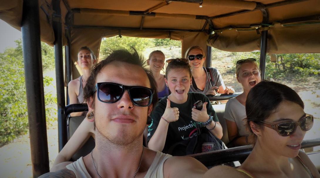 Group of volunteers travelling to their conservation project destination