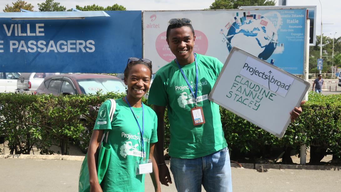Projects Abroad staff wait for volunteers to arrive at the airport in Madagascar.