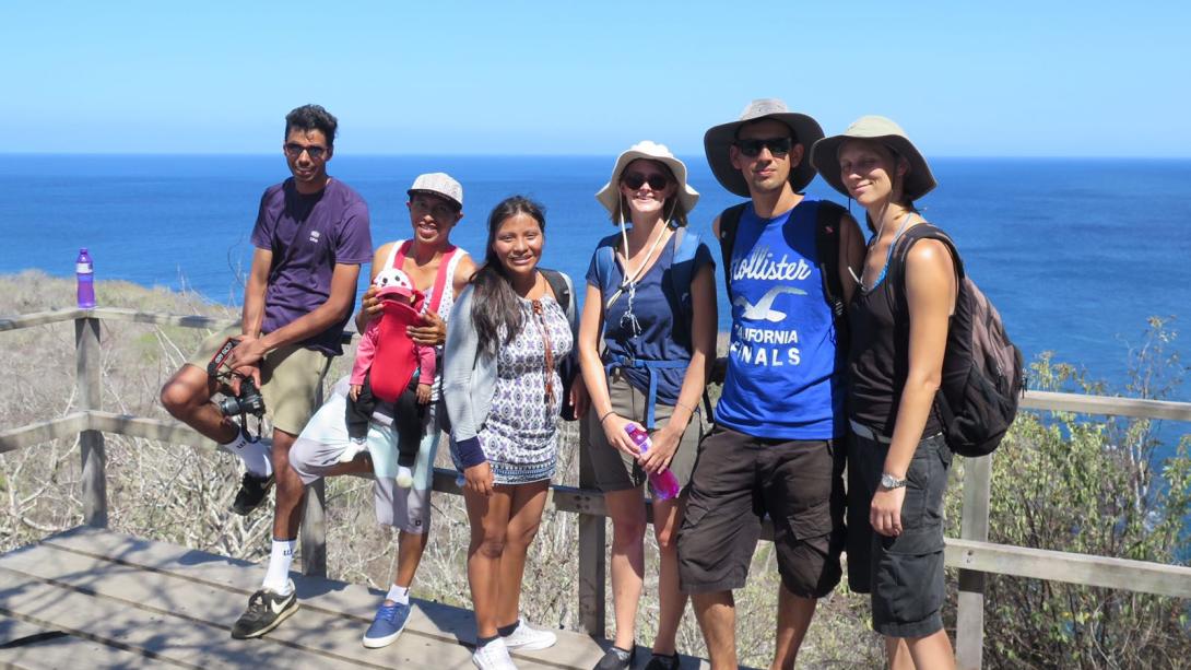 Projects Abroad volunteers get shown around Ecuador by their host family.