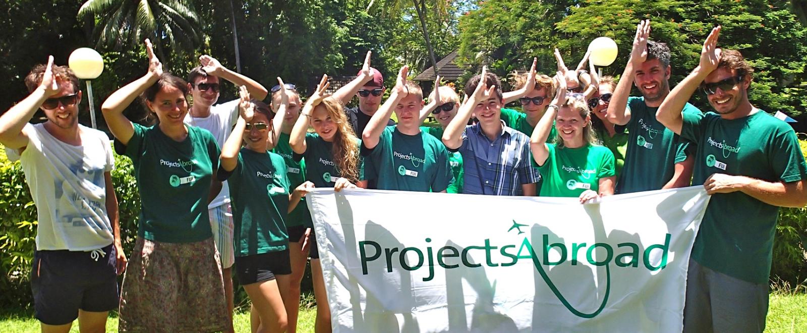 The Projects Abroad Fiji Shark Conservation Team poses for a photo