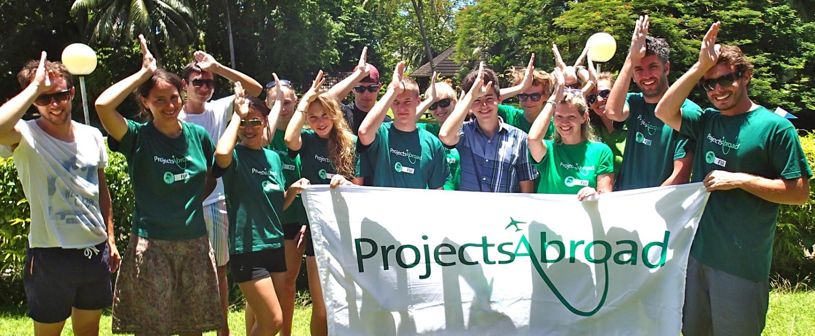 The Projects Abroad Fiji Shark Conservation Team poses for a photo
