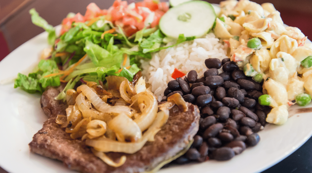 Pork casado, a traditional dish in Costa Rica